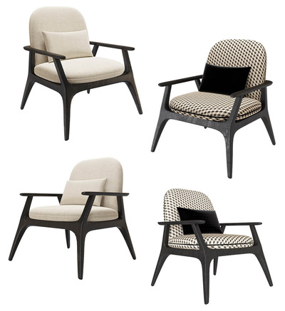 ZZOK DBS系列实木边框布艺软垫扶手椅3D模型（OBJ,FBX,MAX）