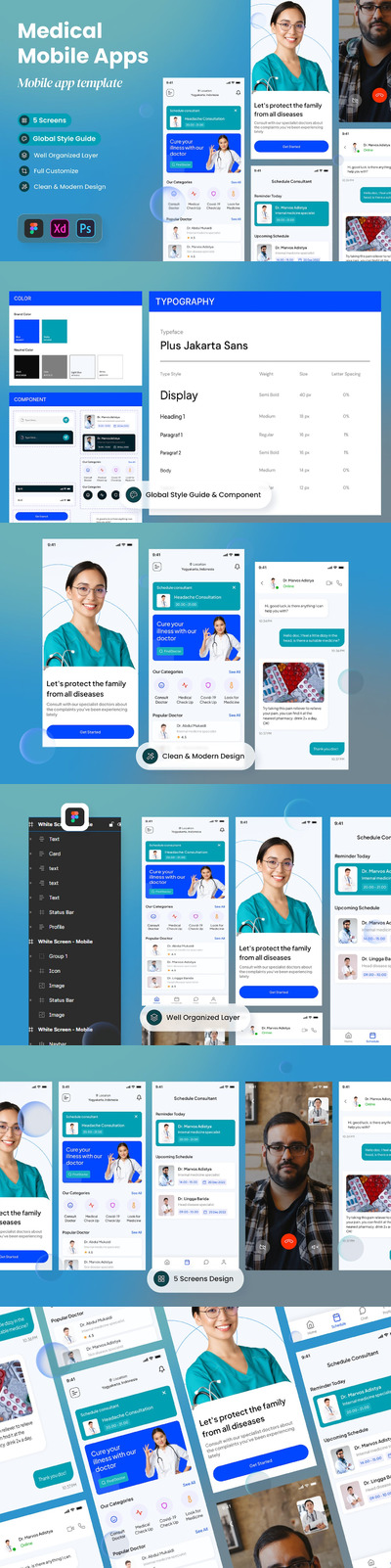 医疗保健App UI Kit (FIG,PSD,XD)