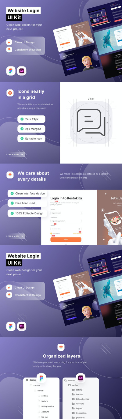 时尚的网站登录页UI设计合集 (FIG,SKETCH)