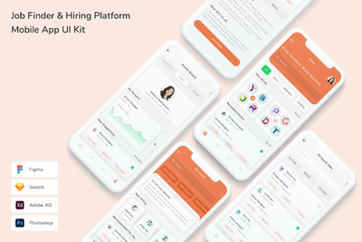 求职招聘平台 App UI Kit (FIG,PSD,SKETCH,XD)