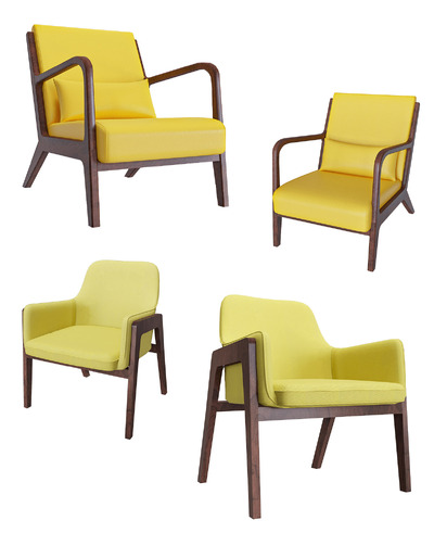 2款ZZOK Milosh tendence系列实木边框布艺软垫扶手椅3D模型（OBJ,FBX,MAX）