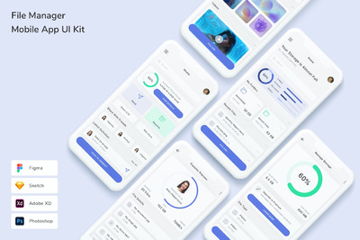 文件管理 App UI Kit (FIG,PSD,SKETCH,XD)