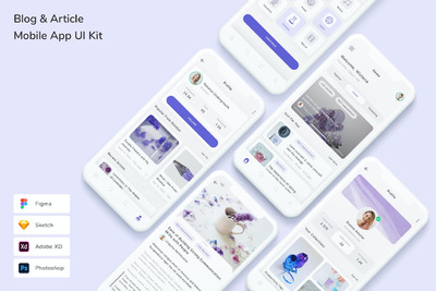 博客 & 文章移动端 App UI Kit (FIG,PSD,SKETCH,XD)
