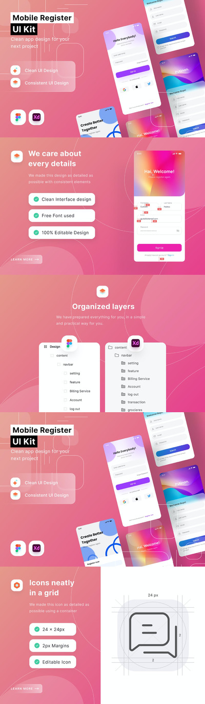 注册登录UI设计App UI Kit (FIG,SKETCH)
