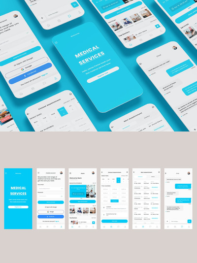 医疗、医院和医生预约 App UI Kits