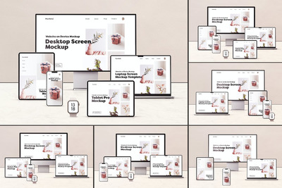 不同尺寸的苹果设备屏幕网站展示样机 (PSD)