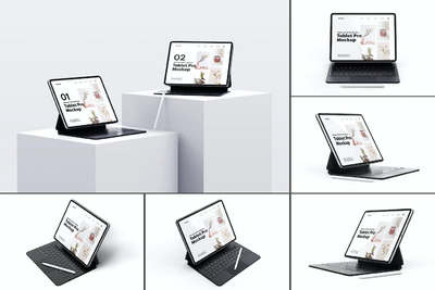 带魔法键盘的Ipad Pro平板电脑苹果设备样机 (PSD)