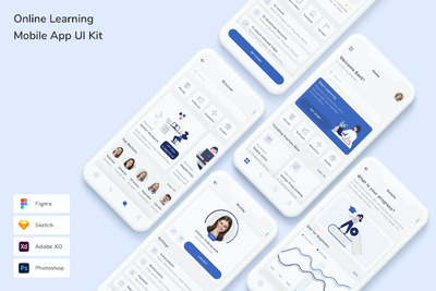 在线学习 App UI Kit (FIG,PSD,SKETCH,XD)