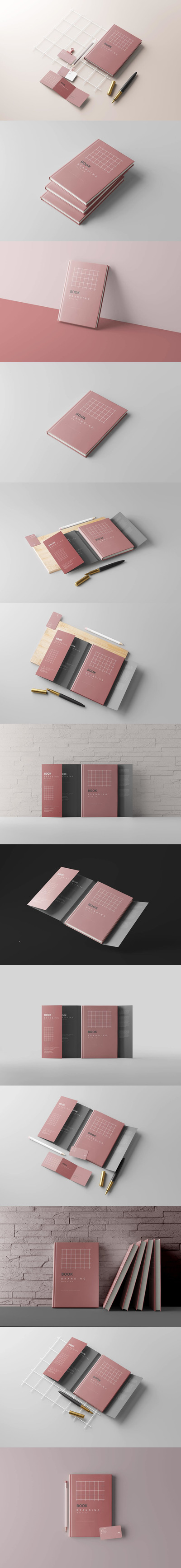 书籍封面防尘套文具品牌样机 (psd)