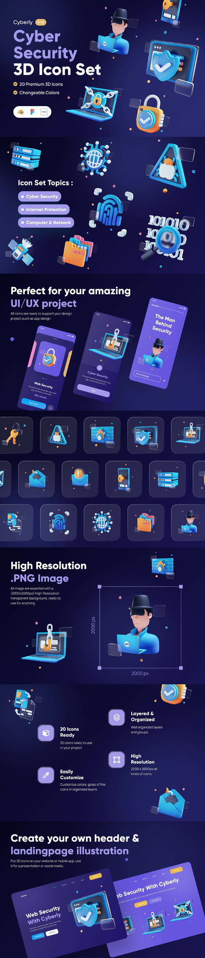 网络安全3D图标集 (blend)