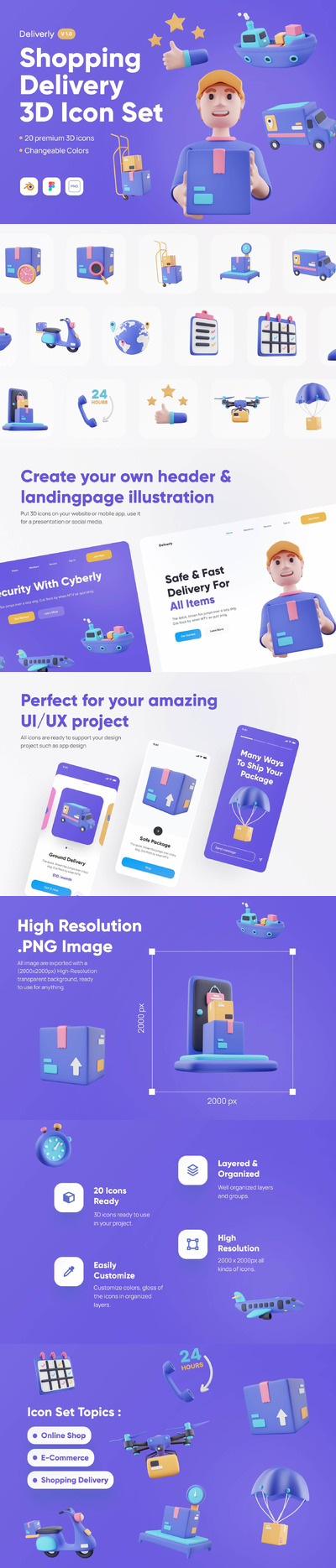 购物送货3D图标集 (blend)