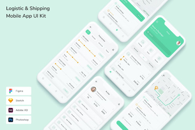 物流 & 货运 App UI Kit (FIG,PSD,SKETCH,XD)