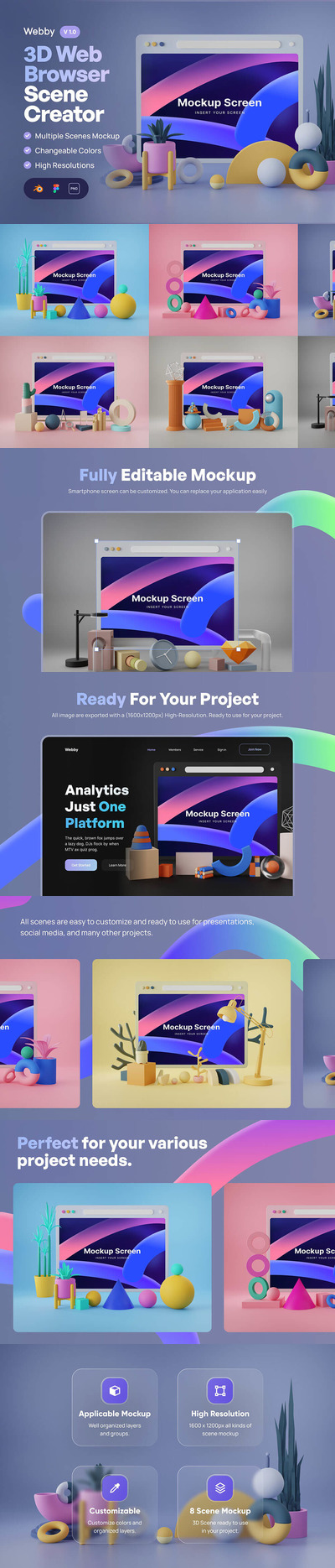 3D元素场景网站UI展示样机模板 (blend)