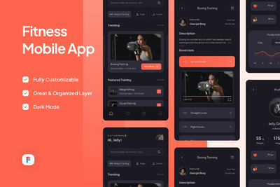 健身数据监控App UI Kit (FIG)