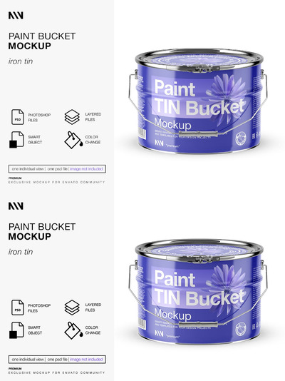 金属油漆桶包装设计样机 (PSD)