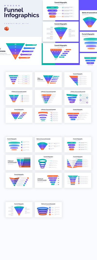 现代漏斗信息图形模板PPT模版 (PPTX)