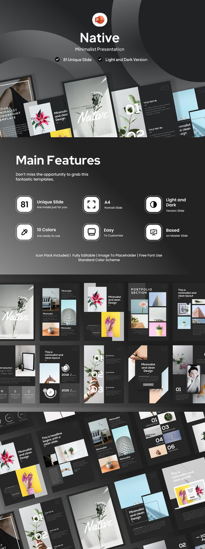 极简主义肖像竖版PPT模版 (PPTX)