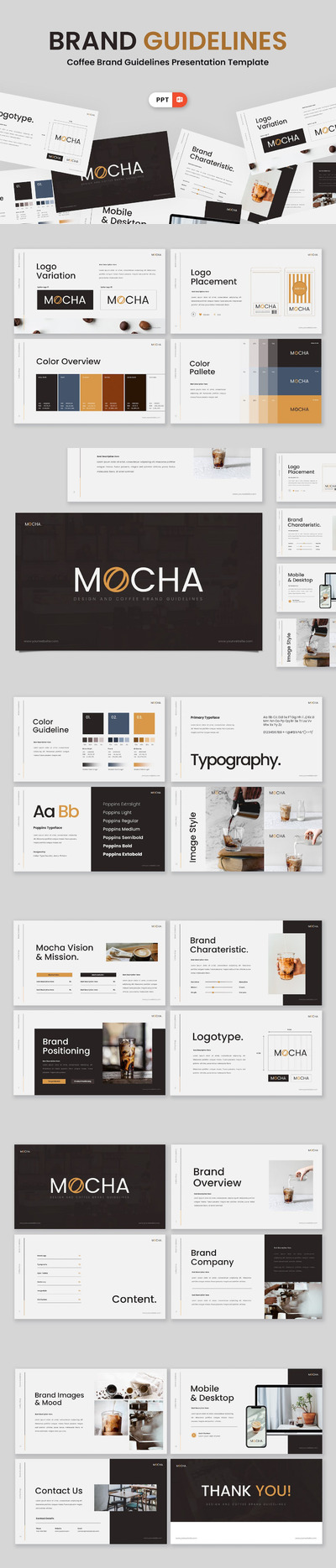 摩卡咖啡-品牌指南PPT模版 (PPTX)