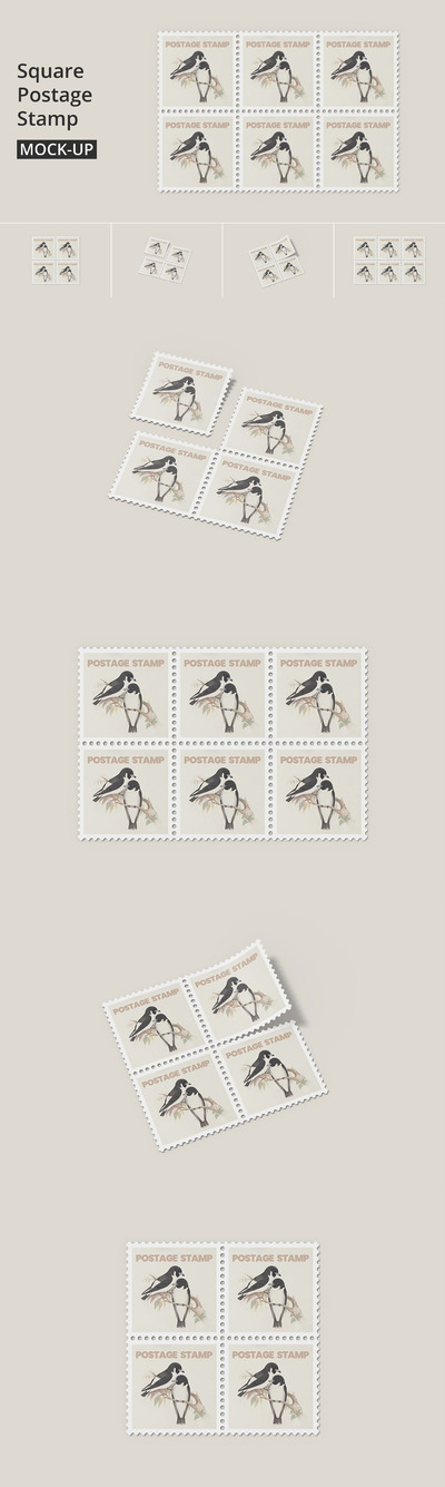 方形邮票设计样机 (PSD)
