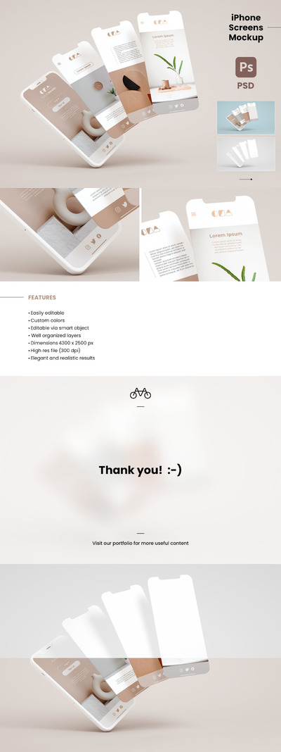 iPhone刘海屏幕手机样机 (PSD,JPG)