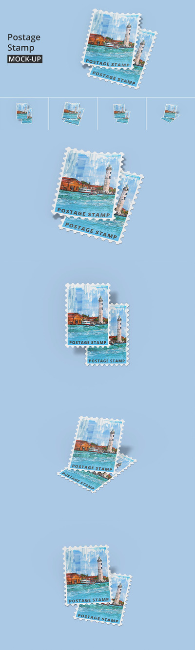 信封锯齿邮票设计样机 (PSD)