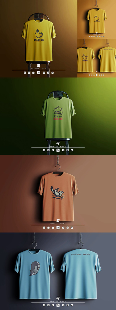 衣架T恤服装Logo展示样机 (PSD,JPG)