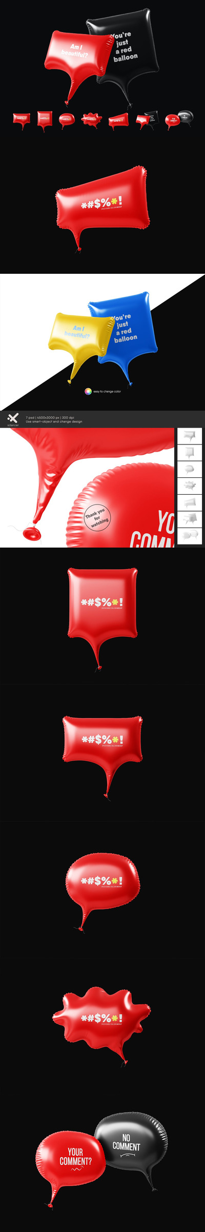 语音气泡气球设计文本展示样机 (PSD)