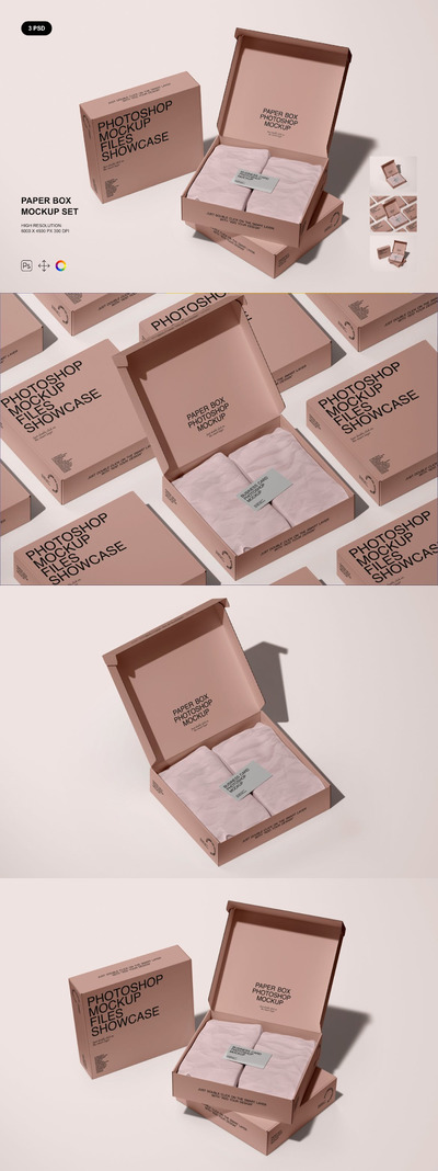 纸盒品牌包装设计样机套装 (PSD,1.5GB)