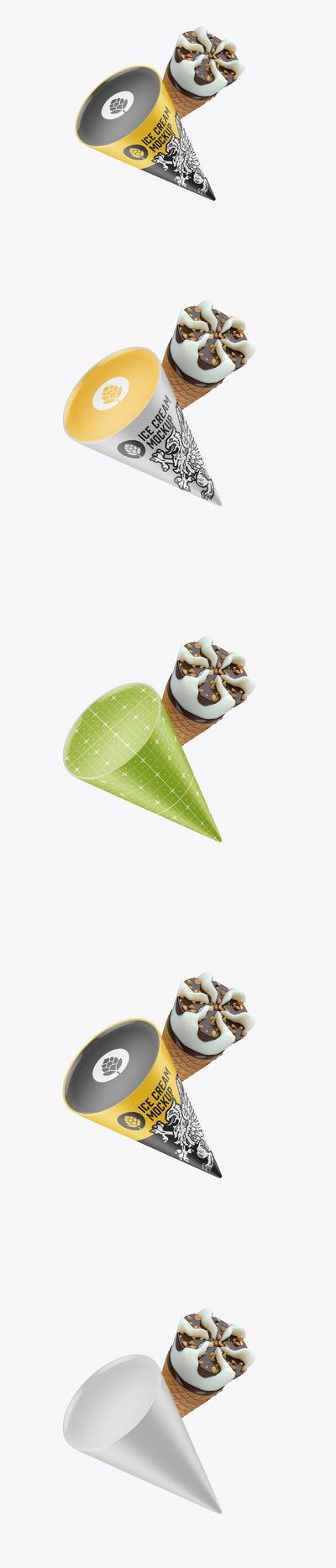 锥形冰淇淋甜筒包装设计样机 (PSD)