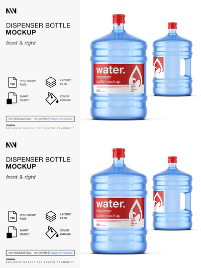 桶装水瓶包装标签设计样机 (PSD)