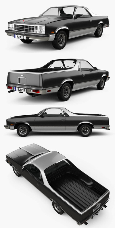 1982款Chevrolet雪佛兰El Camino皮卡车3D模型（OBJ,FBX,MAX）