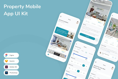 房地产 App UI Kit (FIG,PSD,SKETCH,XD)
