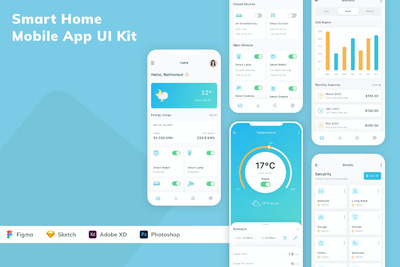 智能家居 App UI Kit (FIG,SKETCH,XD,PSD)