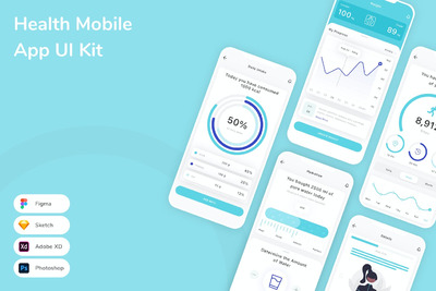 健康数据管理App UI Kit (FIG,PSD,SKETCH,XD)