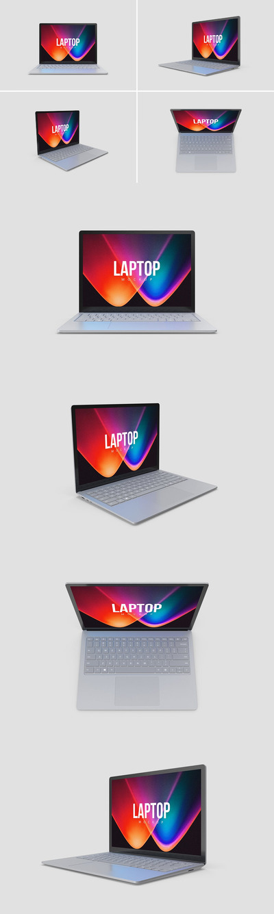 多角度展示MacBook笔记本电脑样机模板 (PSD)