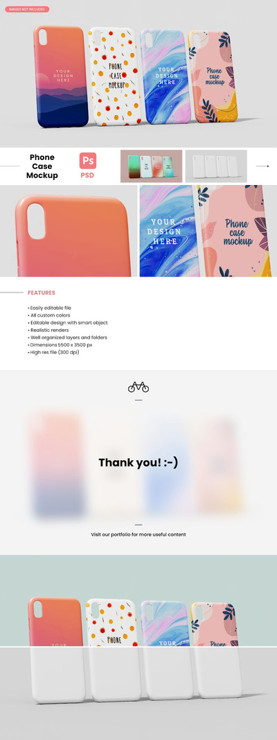 苹果手机壳背面图案设计样机模板 (PSD,JPG)