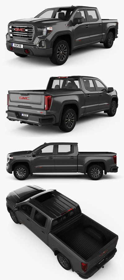 2019款GMC Sierra 1500 AT4皮卡车3D模型（OBJ,FBX,MAX,C4D,LWO）