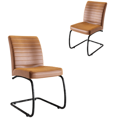 Teak House Sabina Swing金属腿架棕色皮革软垫靠背椅3D模型（OBJ,FBX,MAX）