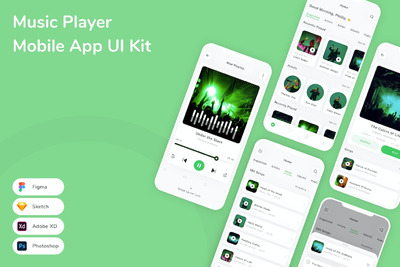 音乐播放器App UI Kit (FIG,PSD,SKETCH,XD)