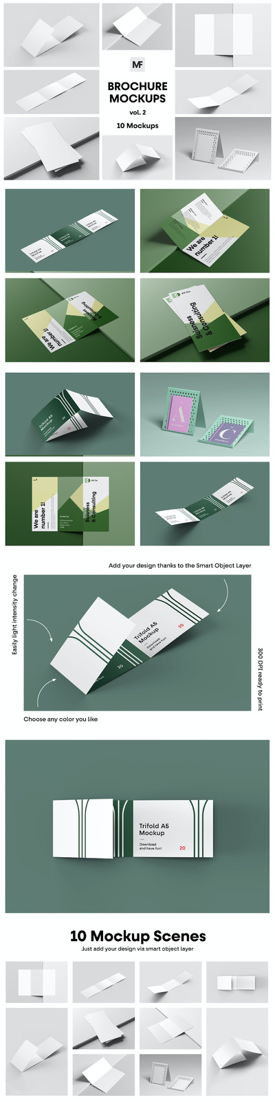 折页广告传单宣传册设计样机模板 (PSD)