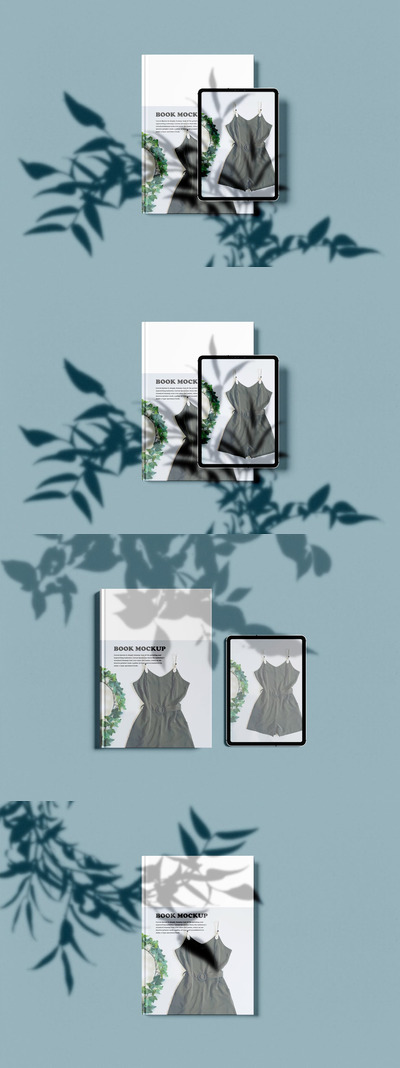 iPad电脑&书籍封面设计样机模板 (PDF,PSD)