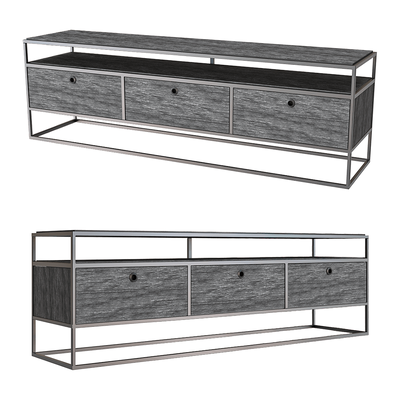 Teak House Tuareg系列金属边框实木面板黑色电视柜 抽屉柜3D模型（OBJ,FBX,MAX）