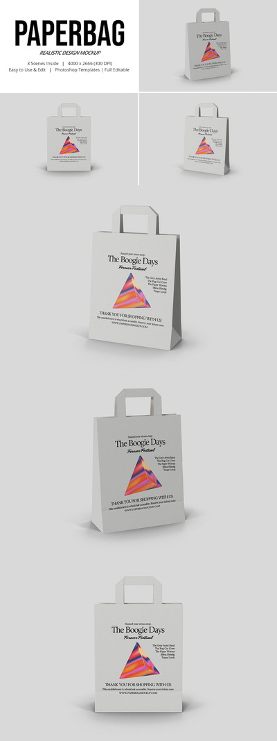 商店购物袋设计样机模板 (PSD)