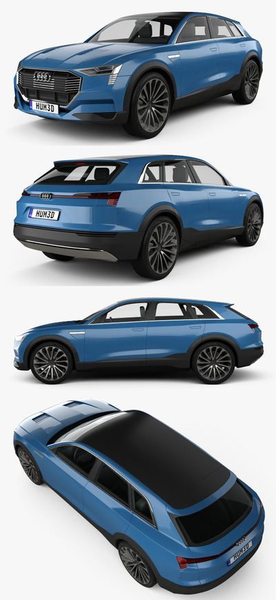 2015款Audi奥迪E-tron Quattro Concept汽车3D模型（OBJ,FBX,MAX,C4D,LWO）