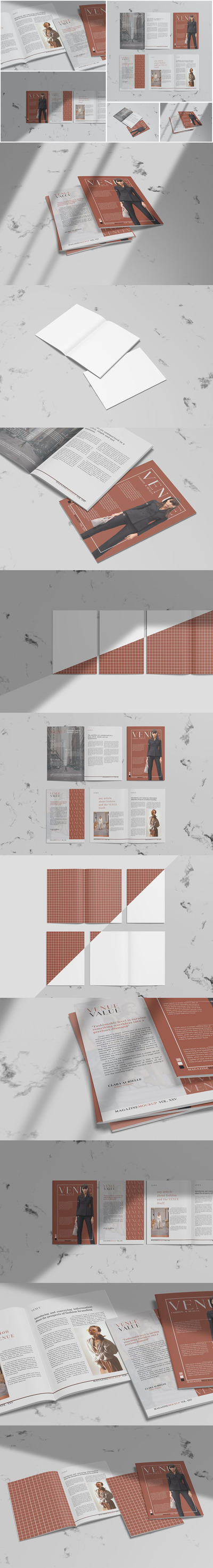 画册杂志页面展示样机模板 (PSD)