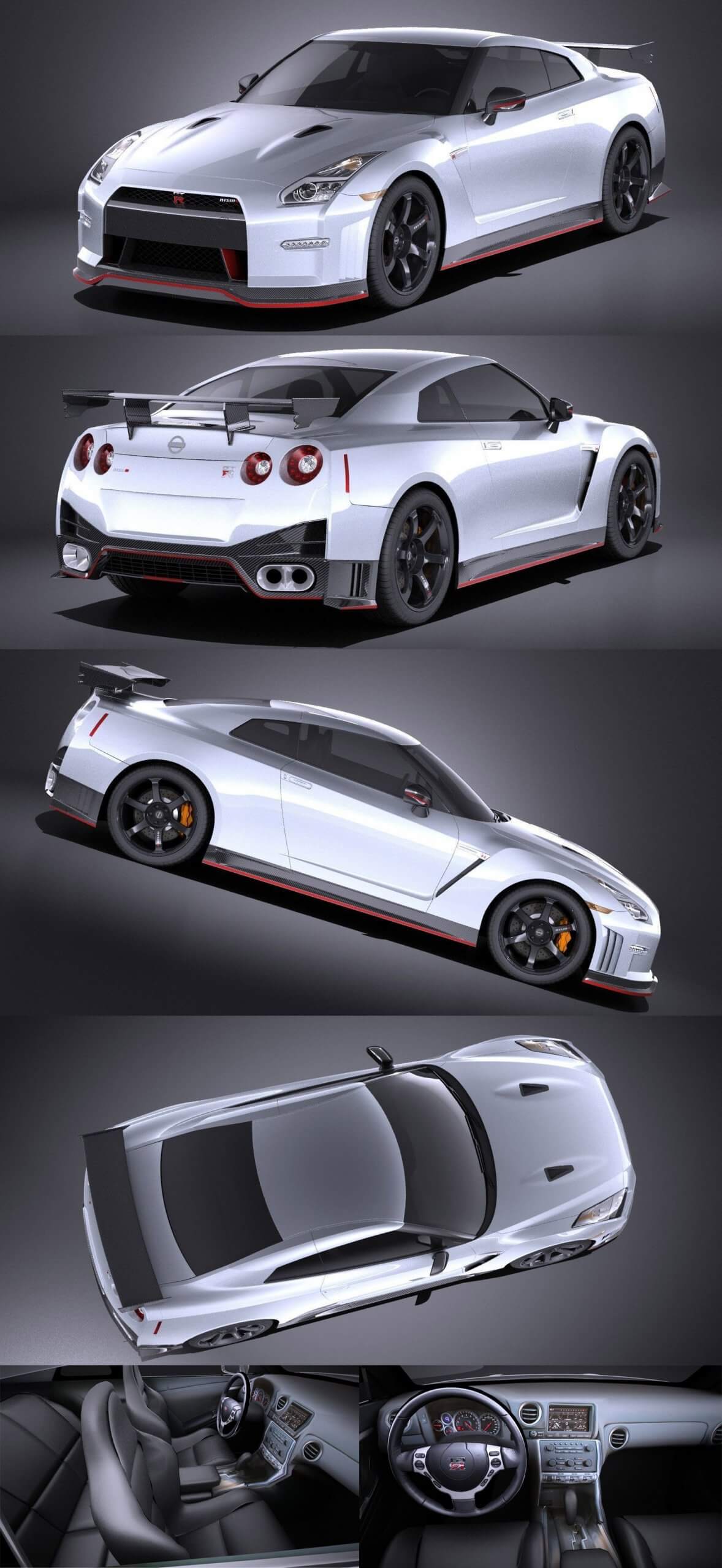 2015款Nissan GT-R Nismo汽车3D模型（OBJ,FBX,MAX,C4D,LWO）