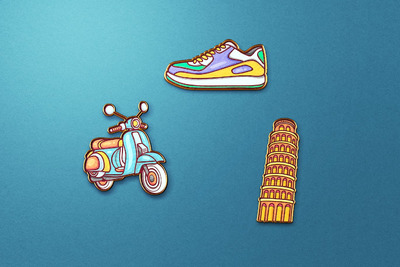 简单的搪瓷别针徽章样机 (PSD)