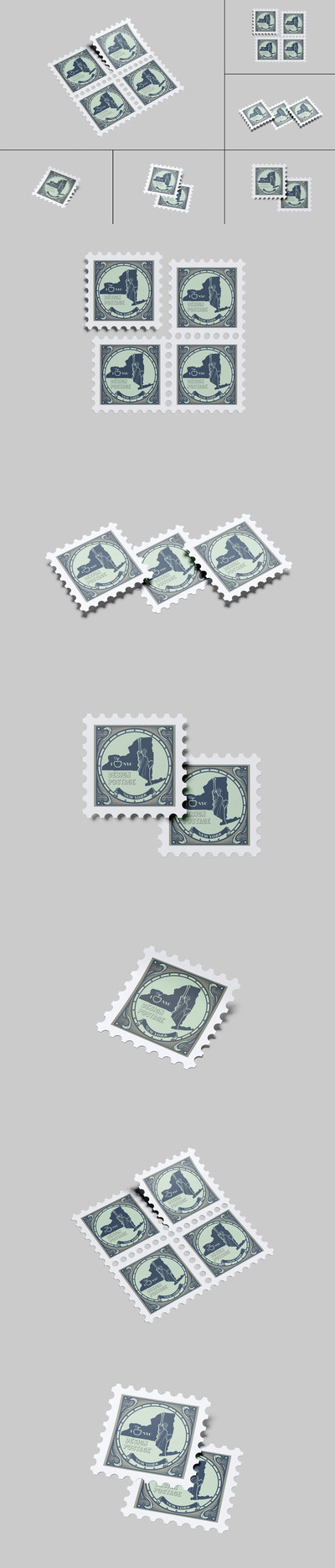 方形锯齿邮票设计样机 (PDF,PSD)