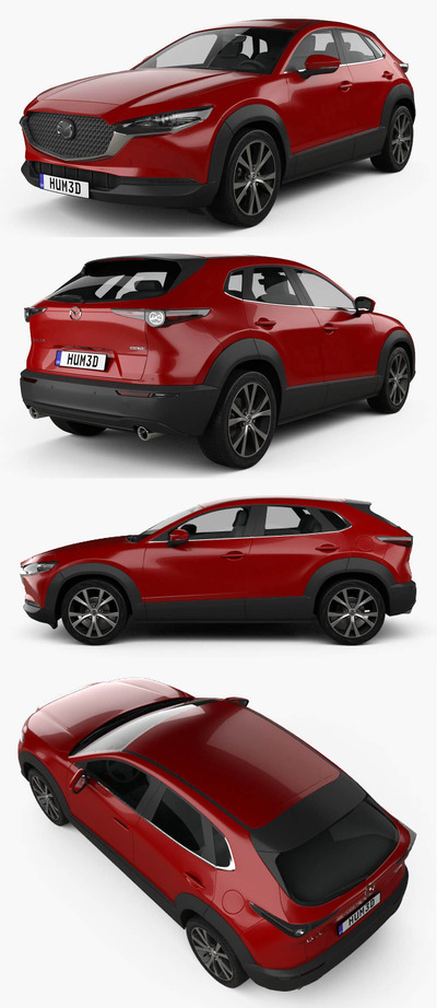 带内饰的Mazda马自达CX-30 SUV汽车3D模型（OBJ,FBX,MAX,C4D,LWO）