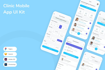 诊所常规功能 App UI Kit (FIG,PSD,SKETCH,XD)